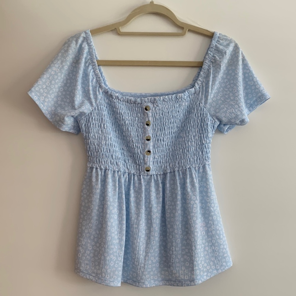Blue and White Top
